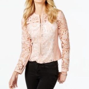 NWT INC Blush Lace Moto Blazer